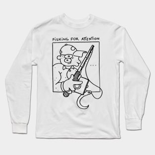 FISHING FOR ATTENTION - Black Linework Long Sleeve T-Shirt